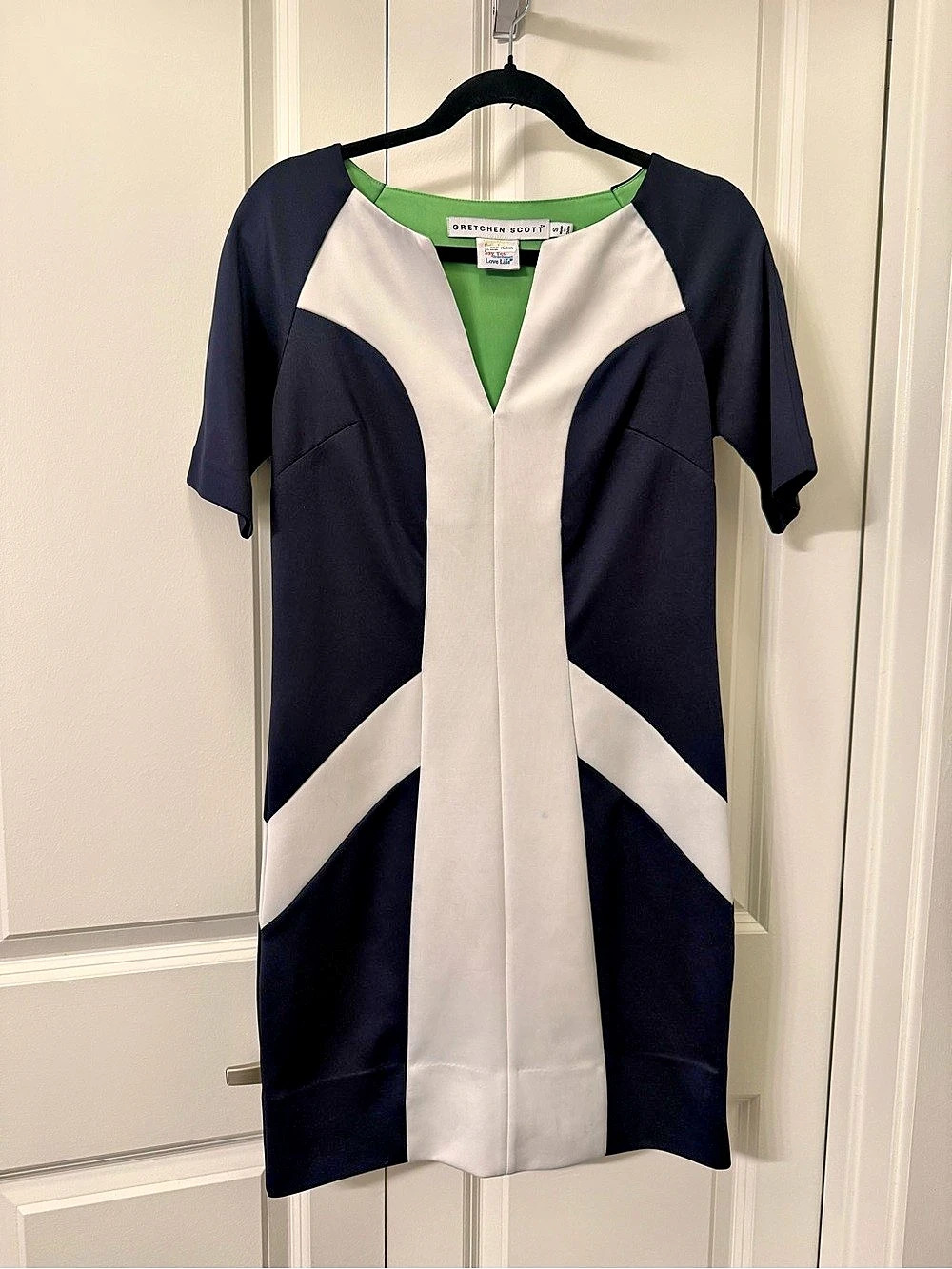 Gretchen Scott Color Block Mini Dress in Blue & White Size Small